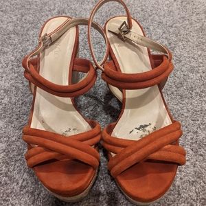 Jimmy Choo orange suede wedges